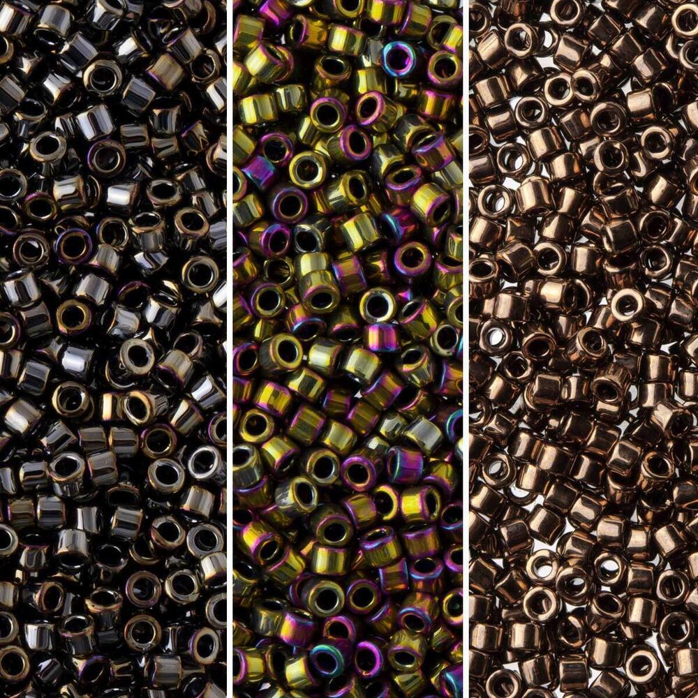 6347 Delica Seed Beads Bundle: Size 11/0, Dark Brown Metallic Palette